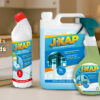 JXAP range of essential home cleaning products by Purcho, including toilet cleaner, glass & mirror cleaner, multi-purpose spray, and disinfectant
