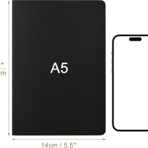 A5 Lined Notebook with Black Kraft Cover